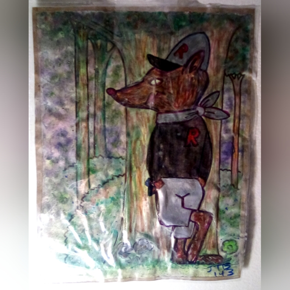 🎨A Wolf In Rocket Clothing Watercolor Painting Art🖼